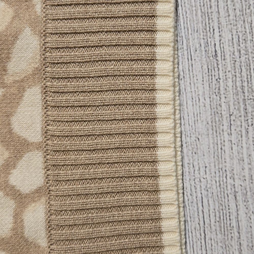 Vineyard Vines Double Knit Mock Neck Jacquard Sweater Cream and Tan Size L - Picture 7 of 9
